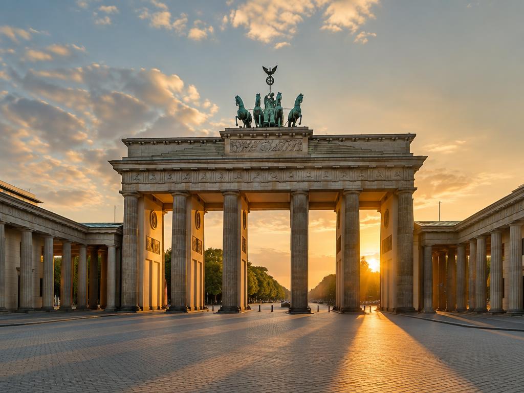 La porte de Brandebourg à Berlin à l'heure dorée